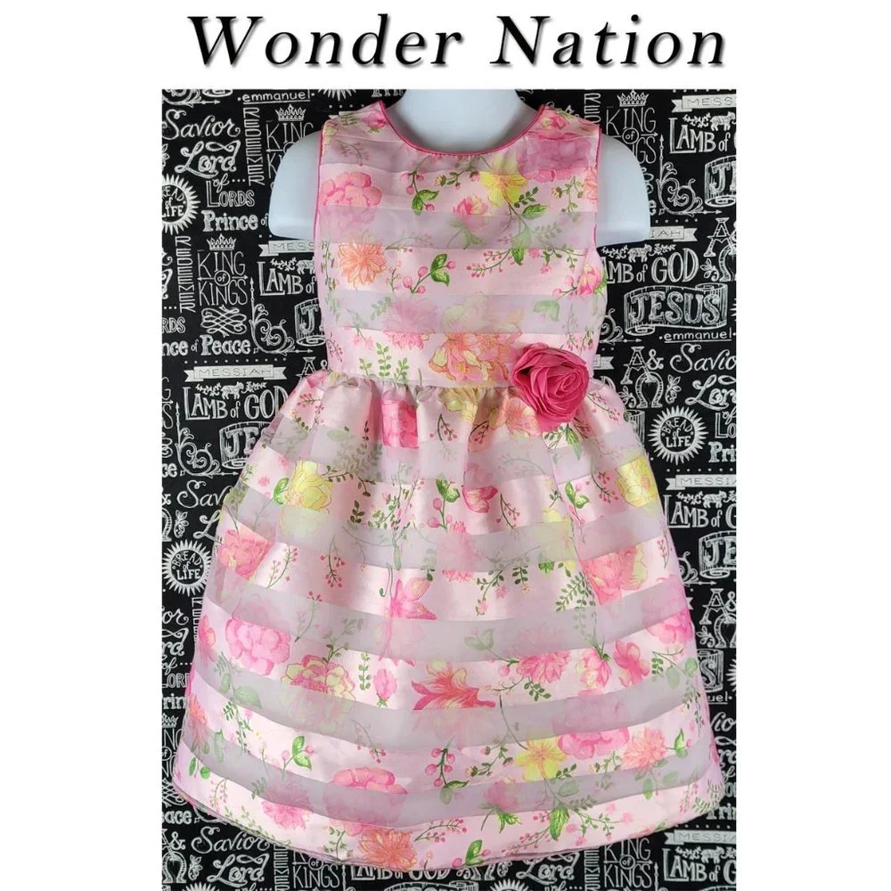 Wonder Nation Pink Floral Dress Size 5T - Picture 1 of 11
